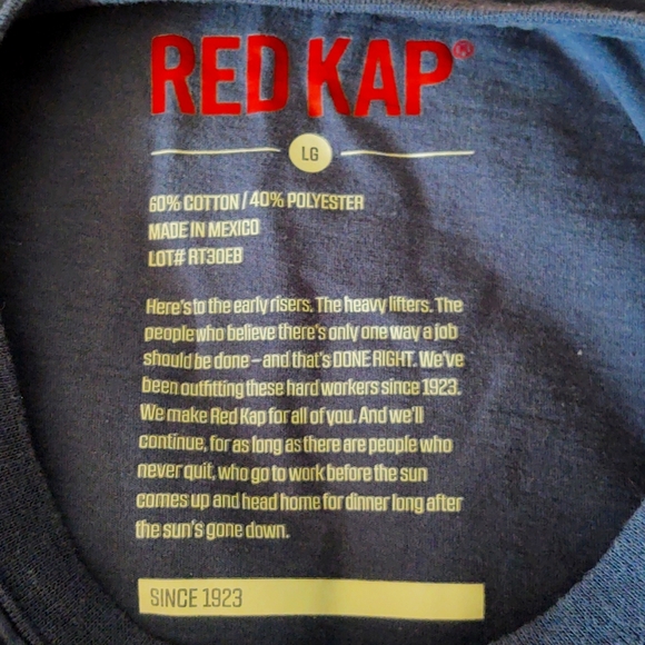 Red Kap Blue Crew Neck Pocket Work T-shirt. Sz Large - Picture 2 of 6